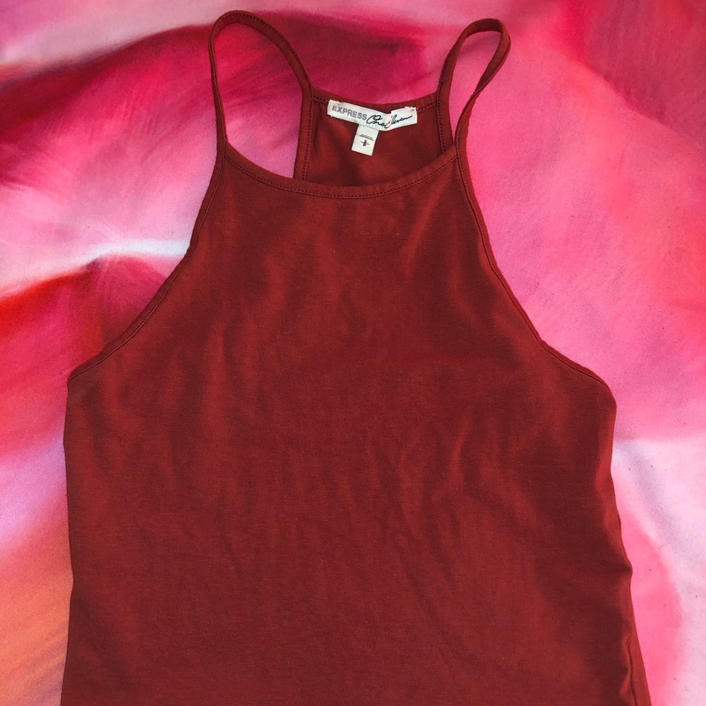 Express 111 Burnt Orange Square Neck Top